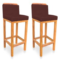 Kit 02 Banquetas Alta Rubi Veludo Marsala Base Fixa de Madeira - Pallazio