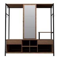 Guarda Roupa Closet Casal Industrial com Espelho Tóquio Preto/Demolição 174cm - Pallazio