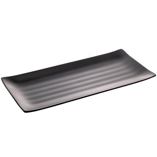 Kit 36 Travessas Servir Sushi Sashimi 35x16cm Comida Japonesa Melamina Pretas para Restaurante Bar Lancheria