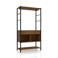 Guarda Roupa Closet Industrial 2 Gavetas Veneza Preto/Demolição 90cm - Pallazio