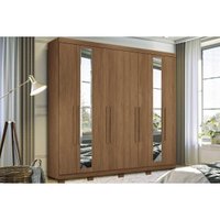 Guarda Roupa Casal 8 Portas e 4 Gavetas c/Espelho e Pés Master New 8.4 Jatoba - Santos Andirá