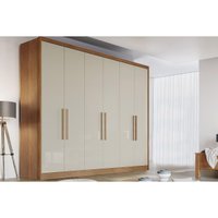 Guarda Roupa Casal 6 Portas e 4 Gavetas New Vértice/Messina Freijo Cumaru c/ Fendi - Novo Horizonte