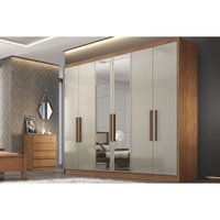 Guarda Roupa Casal 6 Portas e 6 Gavetas c/ Espelho Rizon/Linea Freijo Cumaru c/ Fendi - Novo Horizonte