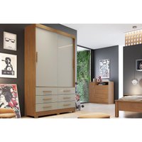 Guarda Roupa Solteiro 2 Portas e 6 Gavetas Jequitibá/Buriti Freijo Cumaru c/ Fendi - Novo Horizonte