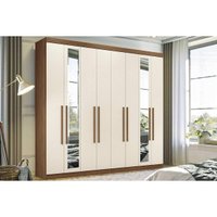 Guarda Roupa Casal 8 Portas e 4 Gavetas c/ Espelho 8.4 Master New jatoba/Areia - Santos Andirá