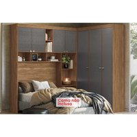 Guarda Roupa Casal 7 Portas e 4 Gavetas Lugano Jatoba/Grafitte - Santos Andirá