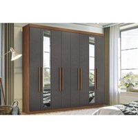Guarda Roupa Casal 8 Portas e 4 Gavetas c/ Espelho 8.4 Master New Jatoba/Grafitte - Santos Andirá