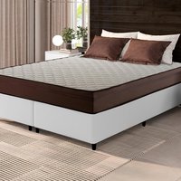 Conjunto Cama Box Espuma Atlanta Marrom King 193x203x62