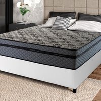 Conjunto Cama Box c/ Molas Ensacadas Montreal Cinza Casal 138x188x64