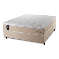 Conjunto Cama Box Casal Alford 138x188x66 Bege c/ Molas Ensacadas