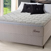 Conjunto Cama Box Casal Roma 138x188x71 Bege/Branco c/ Molas Ensacadas