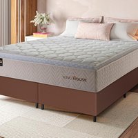Conjunto Cama Box c/ Molas Ensacadas Roma Bege King 193x203x71