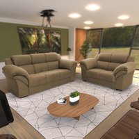 Conjunto Sofá Windsor Velut Bege 3 e 2 Lugares 2,04m e 1,59m - King House