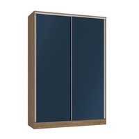 Guarda-Roupa 2 Portas de Correr 2 Gavetas Kappesberg Adapt Nogueira/Azul Profundo 158cm