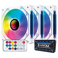 Kit Cooler Fan Hayom, RGB, 3x 120mm, Controladora, Branco - FC1309