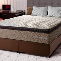 Conjunto Cama Box Espuma Atlanta Bege King 193x203x62