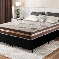 Conjunto Cama Box Espuma Chicago Marrom King 193x203x57