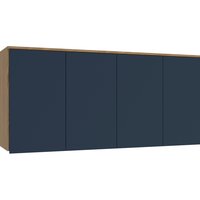 Armário Aéreo 4 Portas Kappesberg Adapt Nogueira/Azul Profundo 155cm