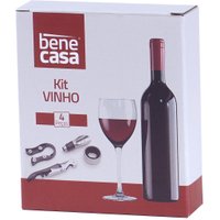 Kit Vinho 4 Peças Gift para Presentear Preto