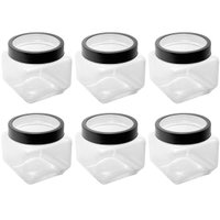 Kit 6 Potes de Vidro Tampa Metal Preta 800ml Gastro Lyor Porta Mantimentos Alimentos