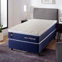 Conjunto Cama Box Solteiro Lagras 96x203x66 Azul c/ Molas Ensacadas