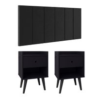 Kit 2 Mesinhas Decore Preto Nicho Porta Objetos Pés Palito Cabeceira Suspensa Júlia Cama Box Casal 1,4 Suede - Lojas RPM