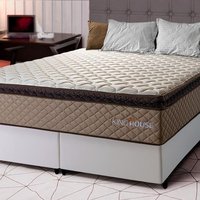 Conjunto Cama Box Espuma Atlanta Bege Queen 158x198x62