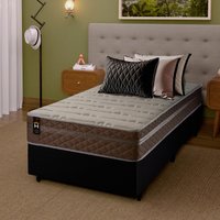 Conjunto Cama Box c/ Molas Ensacadas Georgia Bege Solteiro 96x203x60