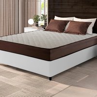 Conjunto Cama Box Espuma Atlanta Marrom Casal 138x188x62