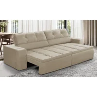 Sofá Retrátil e Reclinável 3 lugares 2,30m com Molas Stella Suede Bege Adonai Estofados