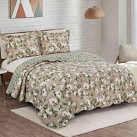 Colcha Cobre Leito Queen 3 Peça Dupla Face Estampada Camesa - Emcompre