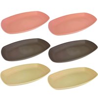 6 Petisqueiras Bambu Plástico Lines Lyor Sortidas 29x18cm Retangular Travessas Frios