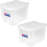 2 Caixas Organizadoras Plástica Altas 30L Ordene Organize Brinquedos Closet Incolor