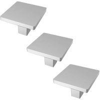 Kit 3 Puxadores Aspen 188 Ponto Quadrado Cromo Acetinado Para Móvel Armários e Gavetas