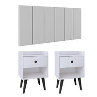 Kit 2 Mesinhas Decore Branco Preto Nicho Porta Objetos Cabeceira Suspensa Júlia Cama Box Casal 1,60 Corino - Lojas RPM