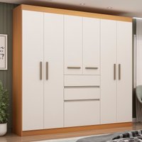 Roupeiro Casal 7 Portas e 2 gavetas Freijo White Laca