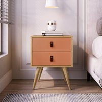 Mesa De Cabeceira Retrô Amber 2 Gavetas Savana / Argila