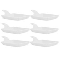Kit 6 Travessas para Degustação Melamina com Alça Branca 12x9cm Entradas Sobremesa