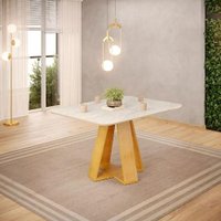 Mesa de Jantar Retangular Tampo Curvo DJ Móveis Kiara Cedro Quartzo Mesa de Jantar Retangular Tampo Curvo DJ Móveis Kiara Cedro Quartzo