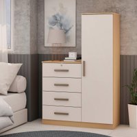 Comoda  e Sapateira Aurora 4 Gavetas 1 Porta Freijo / Off White