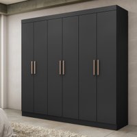 Guarda-Roupa Casal Paris 6 Portas 2 Gavetas Preto - Maxel