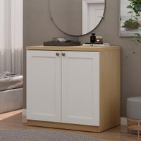 Comoda 100% MDF Infinity 2 Portas Savana/Branco estilo americano com Portas Provençais