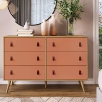Cômoda Retrô Amber 6 Gavetas  Savana / Argila