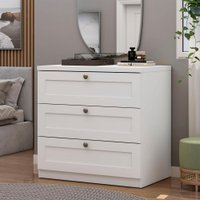 Comoda 100% MDF Infinity 3 Gavetas Brancoestilo americano com gvt Provençais