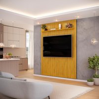 Painel para TV até 65 Polegadas Ripado DJ Móveis Trento 183 Cedro
