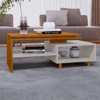 Mesa de Centro Lima 1 Prateleira Naturalle/Off-White - Móveis Bechara