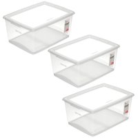 3 Caixas Plásticas Cesto Organizador com Tampa 30L Brinquedo