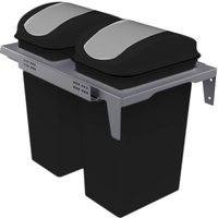 Lixeira Dupla Deslizante 15L Flat Cozinha Aço Pintado Preto