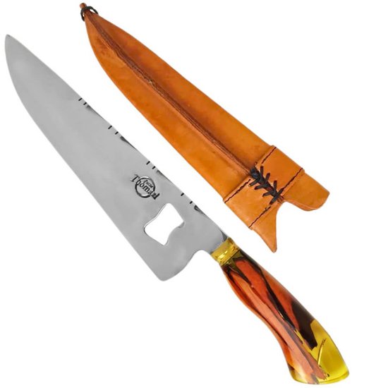 Faca Grossa Picanheira 4mm 10' Cabo Híbrido Artesanal Aço In