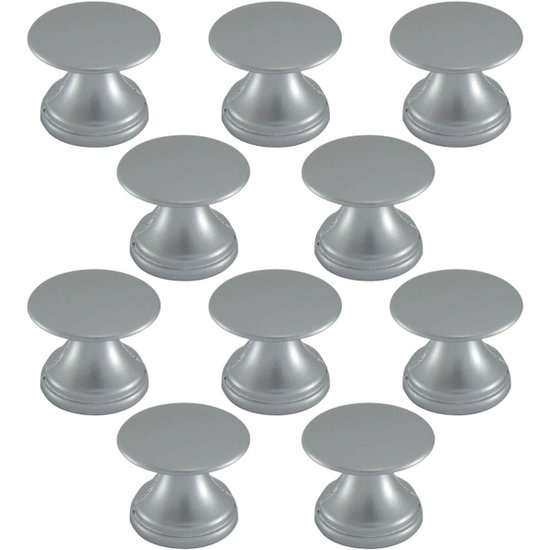 Conjunto de 10 Puxadores 199 Tucson Ponto Cromo Acetinado Para Móveis Armários e Gavetas